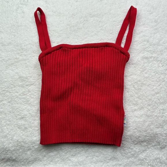 UNIF Tops - UNIF Red Ribbed Crop Tank Top